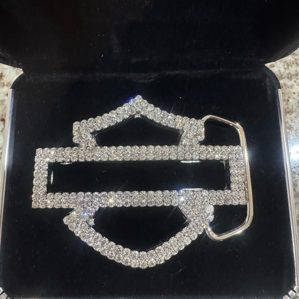 Harley-Davidson Silver Crystal Belt Buckle